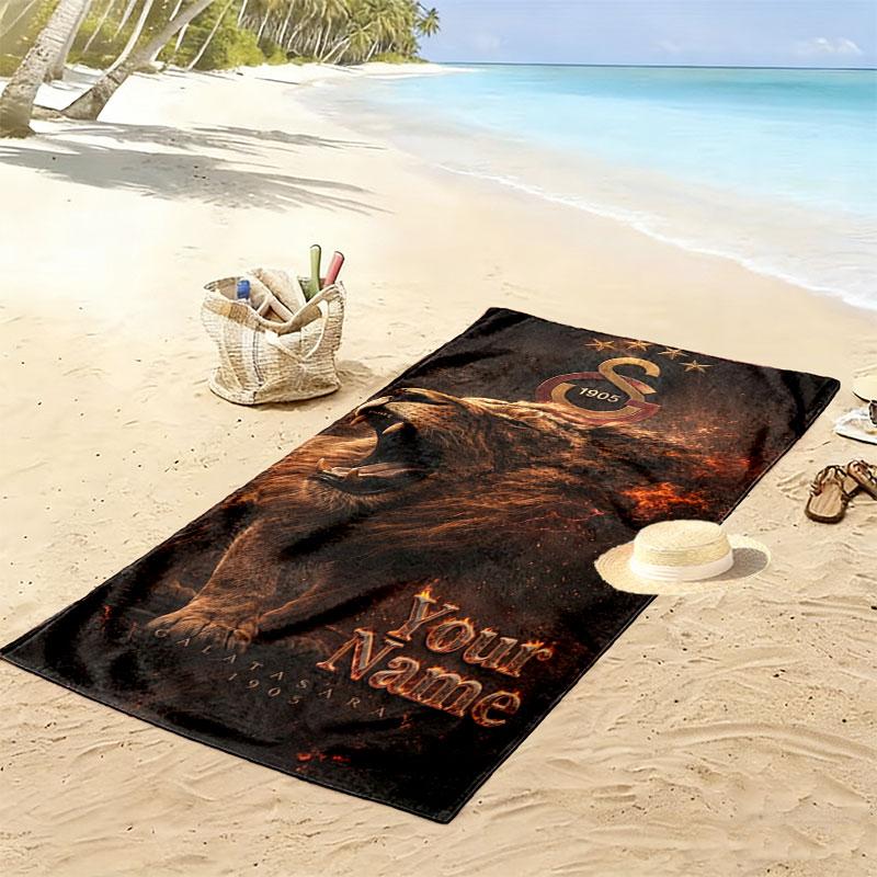 Galatasaray S Custom Name Print Beach Towel, Large Soft Quick Dry Towel for Beach Camping Swimming