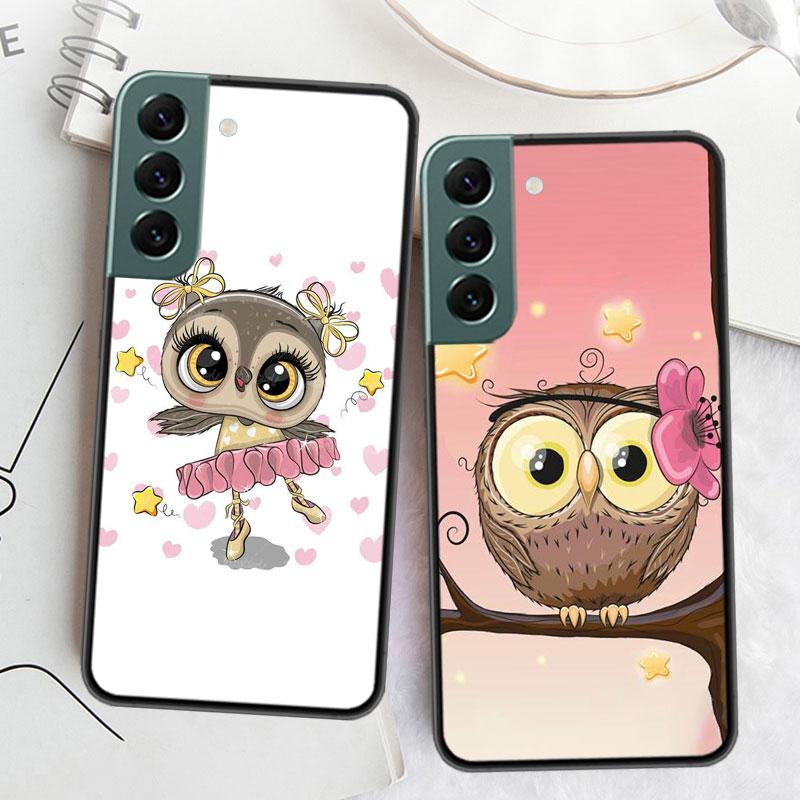 Cute Owl Hearts Lover Christmas Phone For Samsung Galaxy S24 S22 Ultra S21 Plus S20 S23 FE Case S10 S10E S9 S8 S7 Edge Cover Sil