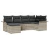 Ensemble de canapé de jardin 6 pièces avec coussins gris clair poly rattan, Canapé de jardin 2 places avec rangement 3354101