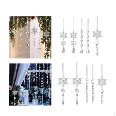Christmas Decoration Hanging Acrylic Clear Snowflakes Ornaments Snowflake Icicle for