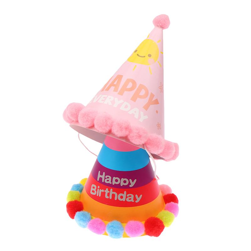 10Pcs/Bag Happy Birthday Party Hats Rainbow Diy Handmade Cap Crown Baby Shower Decoration Boy Girl Birthday Party Photo Props