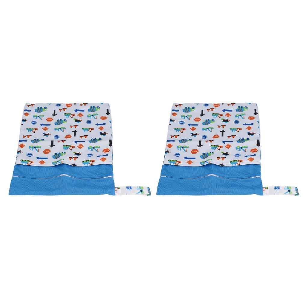 2Pcs Stroller Hanging Bag Baby Products Storage Parquet Double Zipper Pocket Wet Dry Separation