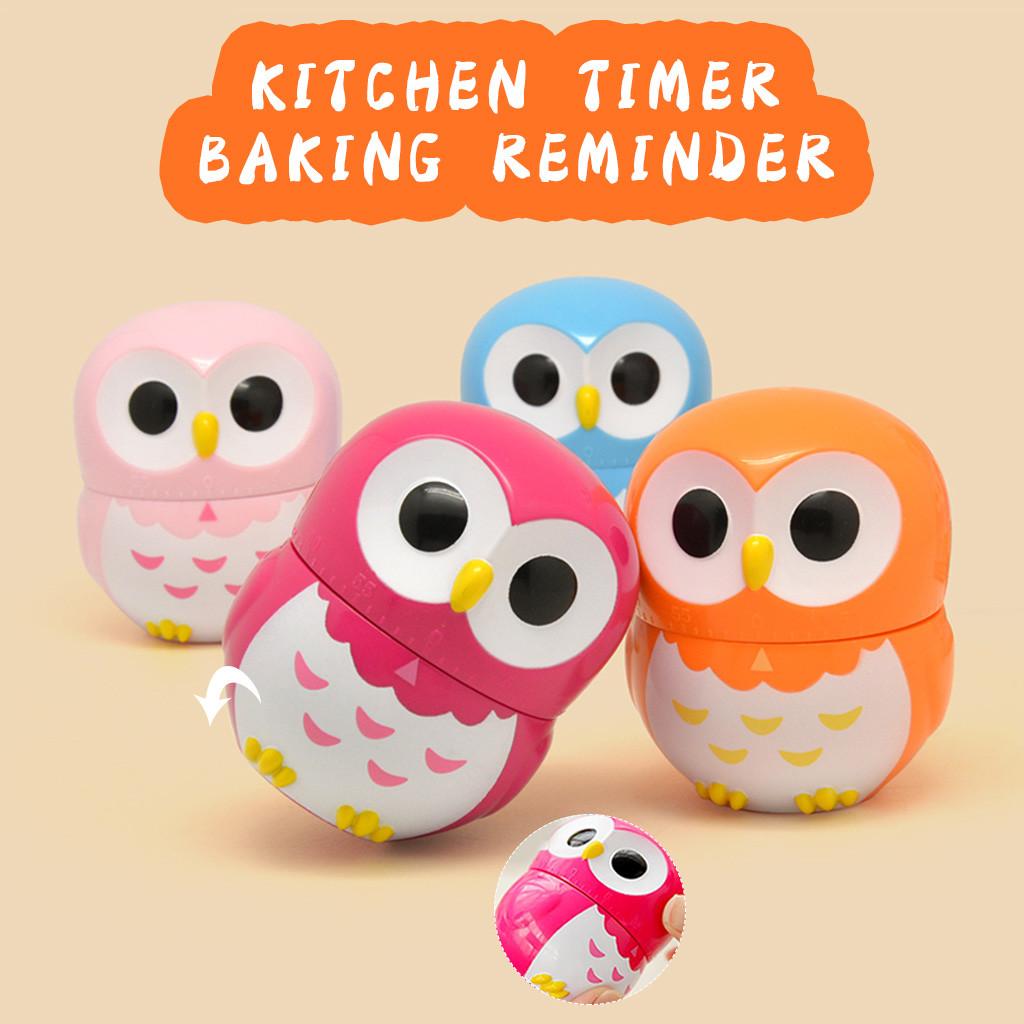55 Minutes Kitchen Timer Alarm Mechanical Owl Shaped Timer Clock Counting Tools