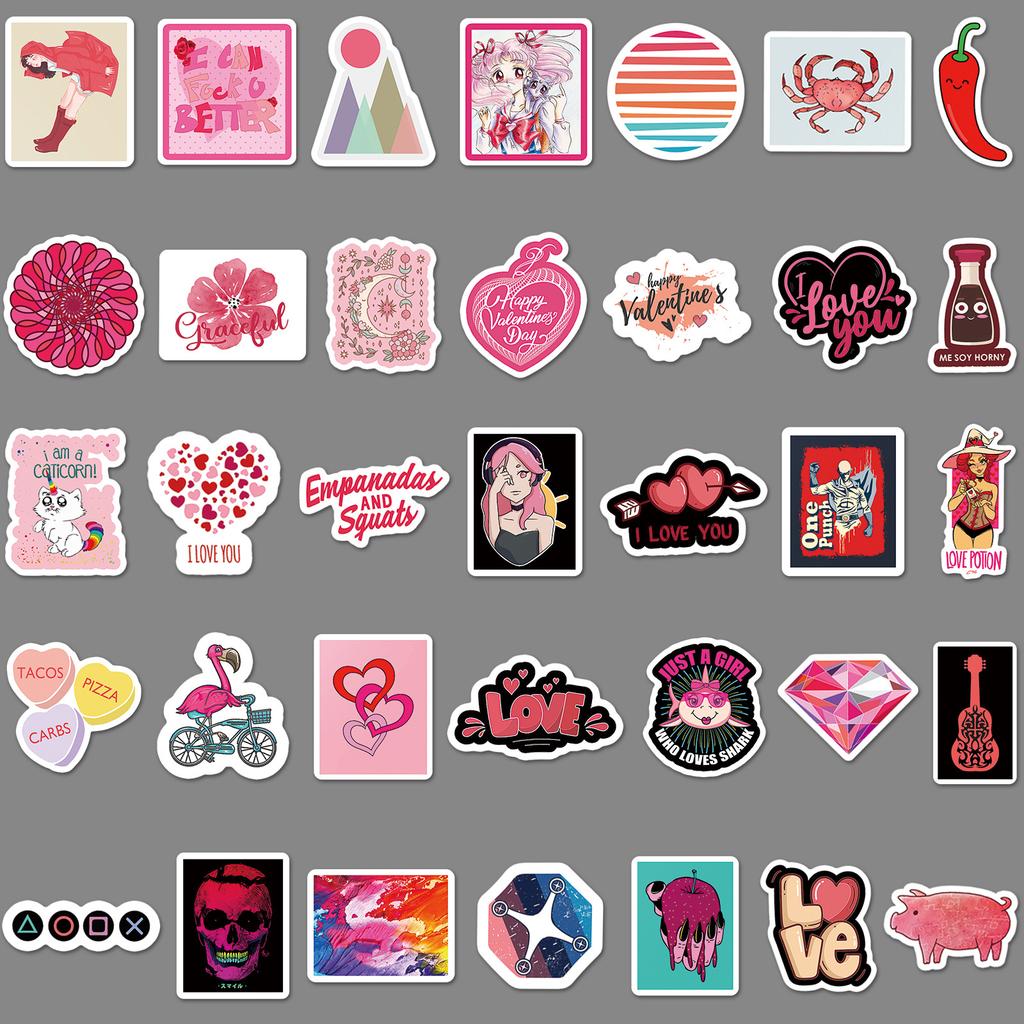 66 Rote Serie Doodle Laptop Koffer Roller Dekoration Cartoon Handy Aufkleber