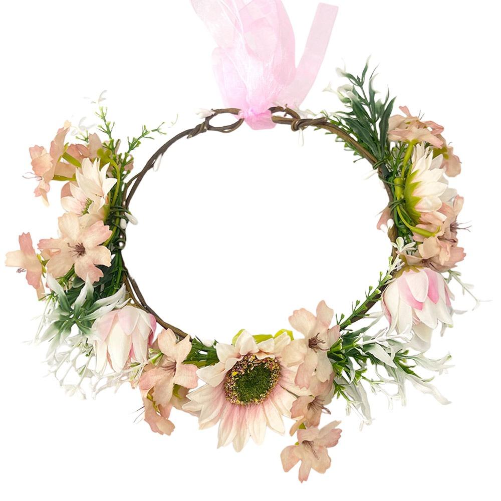 Forest Sunflower Wreath Fairy Hair Accessories Vintage Garland Headpiece  for Halloween Cosplay