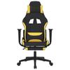 Gaming Chair with Massage Function and Footrest Black and Yellow Fabric