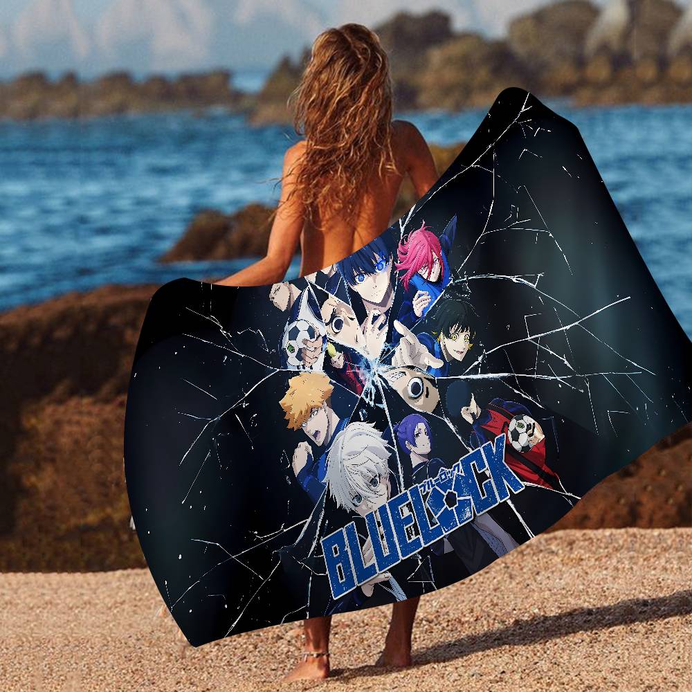 Blue Lock Anime Bath Towel Microfiber Soft Water Absorbing Breathable For Girl Kids Decorative Cartoon Beach Towel