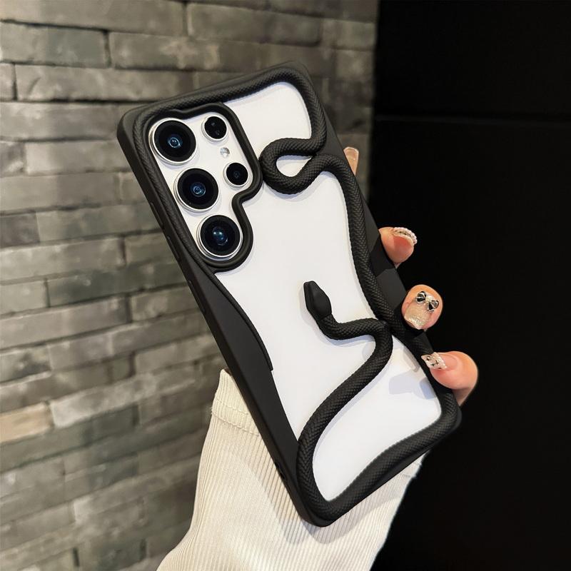 Plating 3D Hollow Out Snake Case For Samsung Galaxy S25 S24 Ultra S23 FE A17 A56 A55 A16 A15 A26 A54 A36 5G Soft TPU Phone Cover