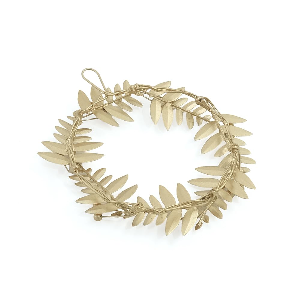 shesay Tin Leaf Wreath Christmas Door Wreath Small Ornament, Display, Gold, (12cm Diameter)