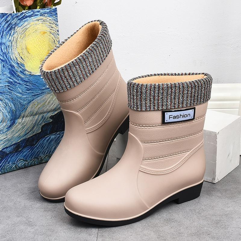 Fashion Rubber Boots for Women Rain Shoes Comfort Slip-on Waterproof Galoshes Woman Garden Water Shoes Rubber Rain Boots Botas De Lluvia