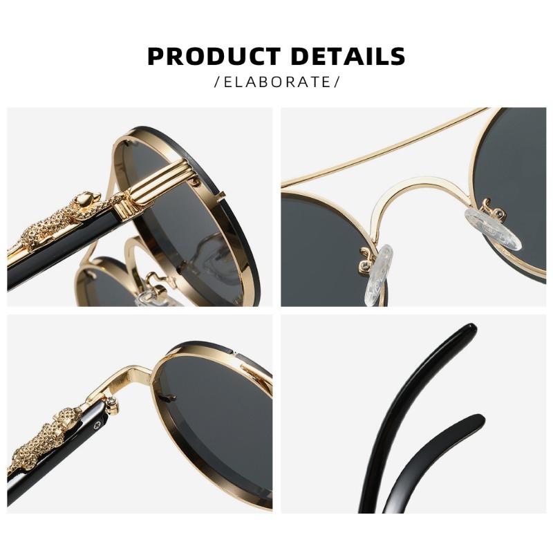 Vintage Round Sunglasses Men Women Retro Double Bridge Multicolor Shades Fashion Trendy Luxury Sun Glasses