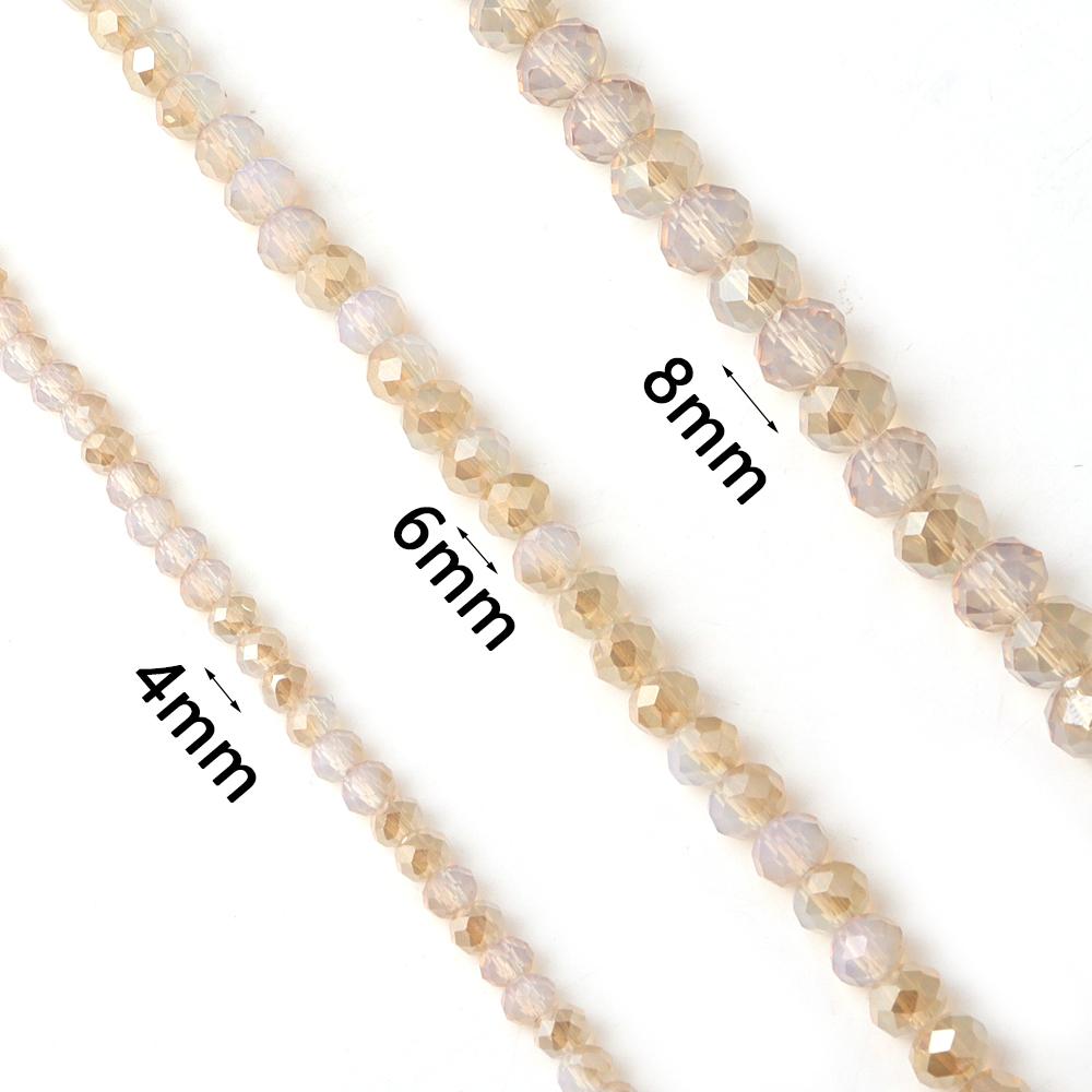 Perline di Cristallo Sfaccettate da 4 6 8mm Vetro Bianco Semi Ambra Perline Distanziatrici Sfuse Per la Realizzazione di Gioielli Braccialetti Fai-da-te Accessori per Collane