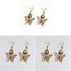 Gold Star Moon Dangle Earrings With Butterfly Pattern For Fashion Women