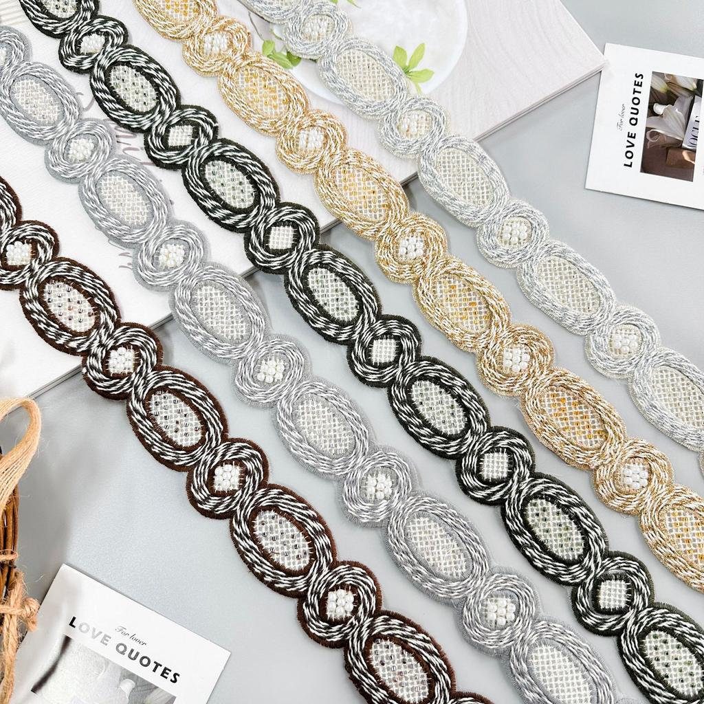 3.5Cm Cotton Thread Woven Hollow Beads Barcode Clothing Window Decoration Hair Accessories Home Diy Decorative Lace Accessories