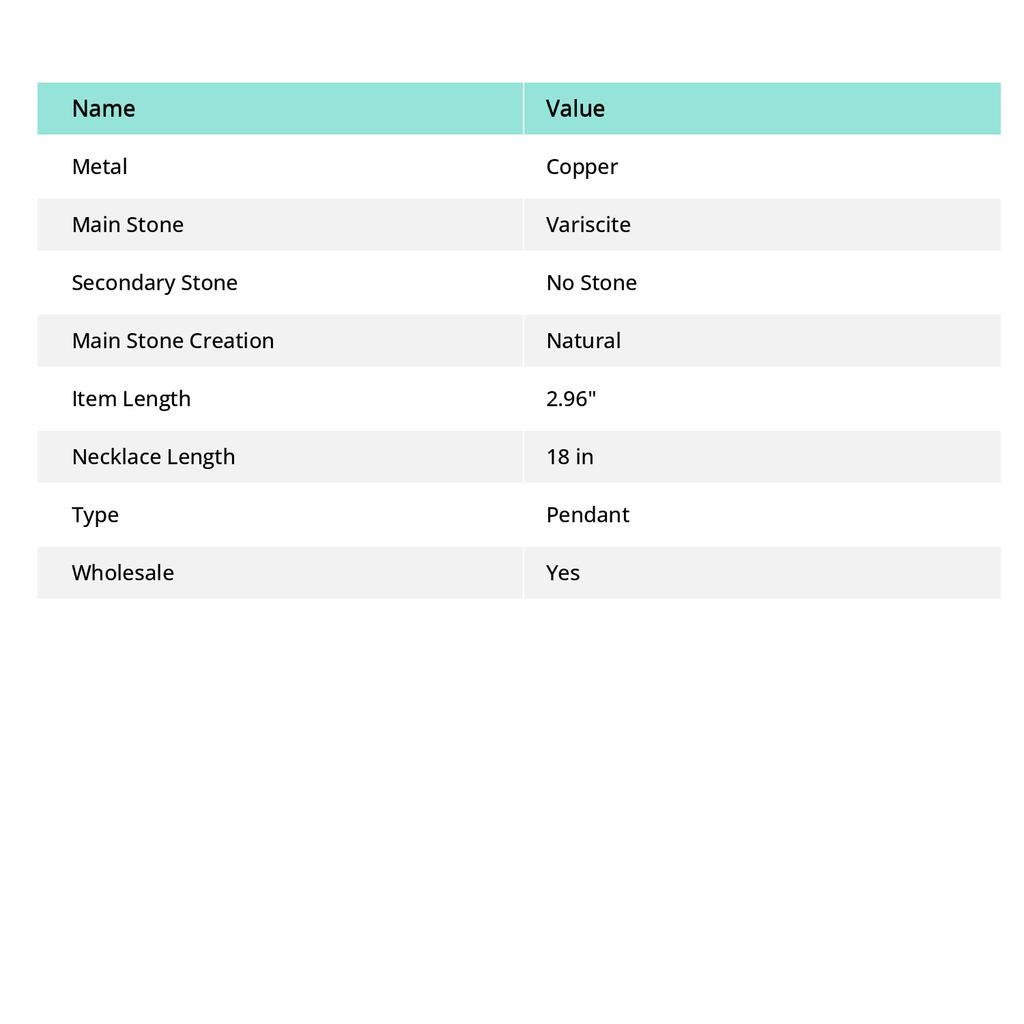 Natural Variscite Gemstone Handmade Copper Wire Wrap Gift Pendant 2.96 F6a36