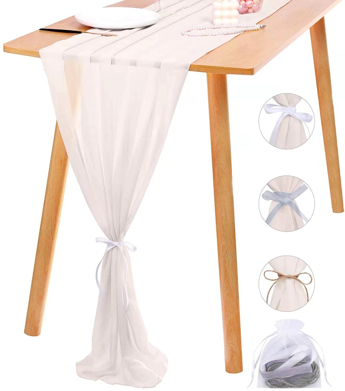 

Простая романтическая дорожка для стола, роскошная мягкая шифоновая ткань, свадебная дорожка, скатерть, свадебная вечеринка, банкет, домашний декор, украшение пояса Romantic бежевый