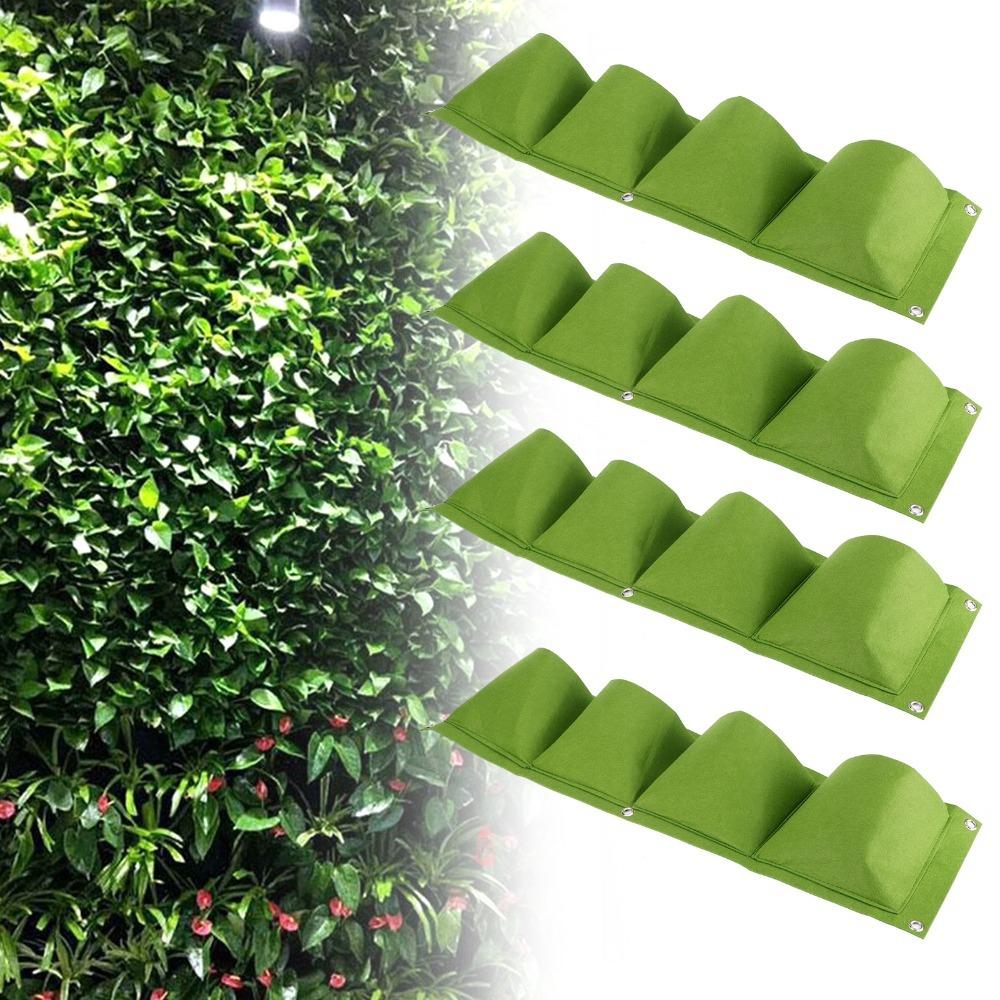 4PCS Felt Wall Plant Bag Reusable Plant Grow Bag Durable Hanging Grow Bag  Outdoor Gardening
