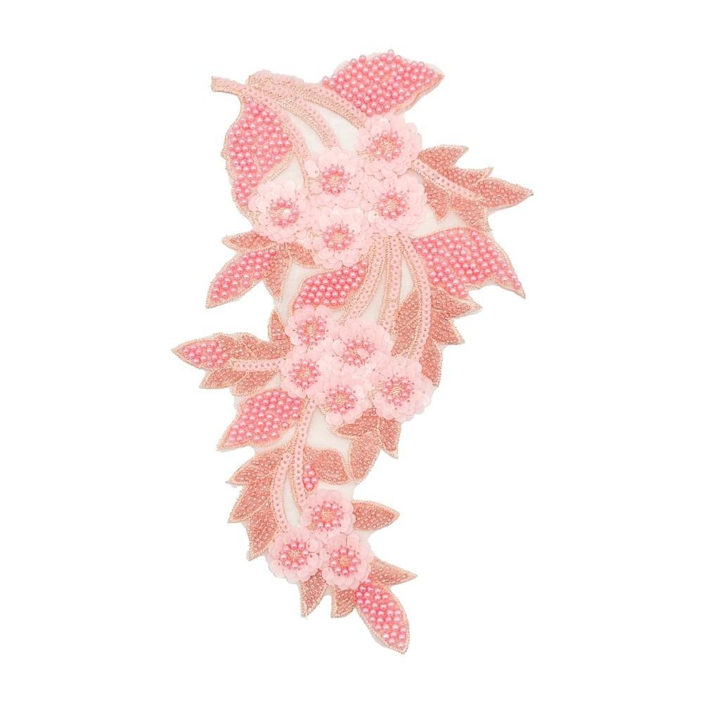 

Fashion 3D Sequin Flower Patches Handmade DIY Embroidered Patches Embroidery Handwork Patches Bridal Gown 33x21cm рожевий
