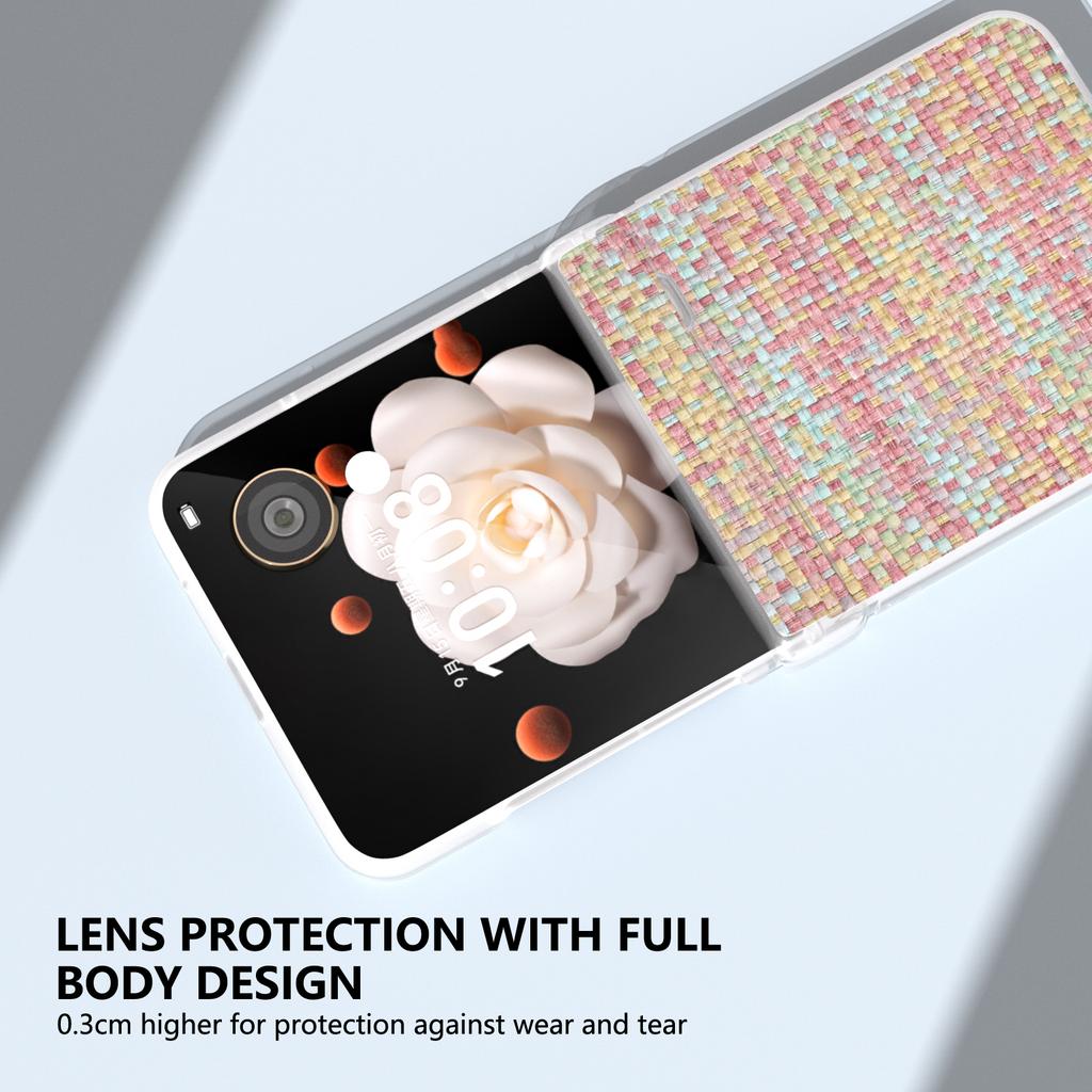 For Honor Magic V Flip 5G Case Matte Edge Plaid Texture Hinge Leather+PC Phone Cover