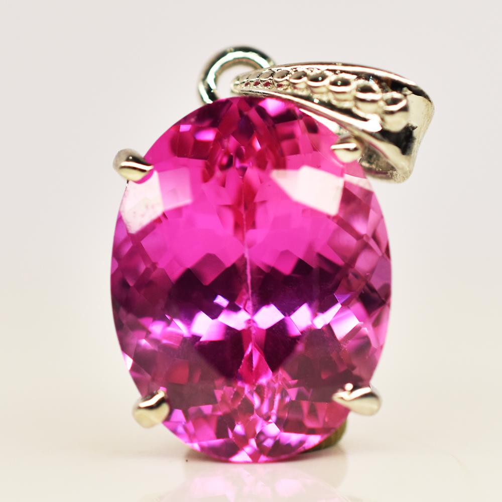 Natürlicher oval geschliffener rosa Rubin Anhänger 925 Sterlingsilber 29 ct Edelstein ZERTIFIZIERT my.pd-21-k
