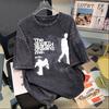 Damen Trendiges Retro Gewaschenes Übergröße Lockeres T-Shirt - Distressed Kurzarm Modischer High-End Stil