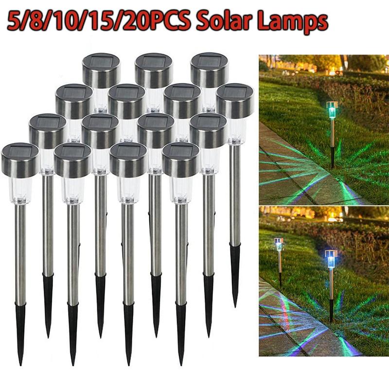 Newest 10pcs Solar Lamps Garden Lights Solar Powered Lamp Lantern IP44 Landscape Lighting Pathway Yard Lawn Garden Outdoor Decor