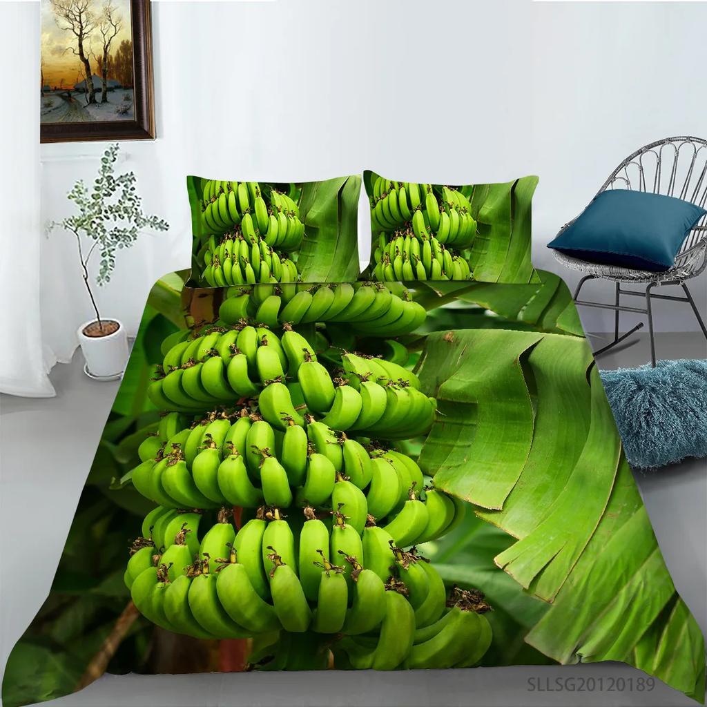 Yellow Banana Sweet Tropical Fruit Duvet Cover For Children Adult Vegetarian Polyester Quilt Cover Bedroom Decoration Queen Size