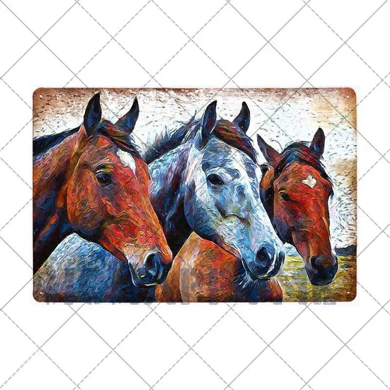 Bauernhof-Deko, Löwe, Pferd, Tiger, Schaf, Tier, Haustier, Freilandhaltung, Schild, Poster, Metall, Wandkunst, Platten, Eisenmalerei, Wohnkultur, 20 x 30 cm