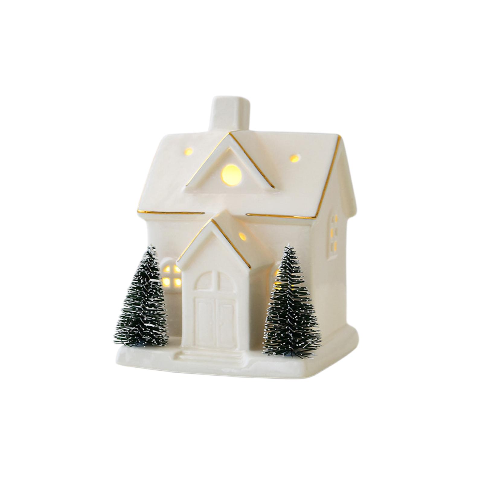 

Ceramic Christmas Village Houses, Glowing Lighted Holiday Decorations For Indoor Tabletop, Christmas Home Decor One Size