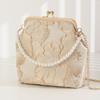 New Antique Mouth Gold Bag Rich Flower Pattern Women's Messenger Evening Cheongsam Bag Mobile Phone Chain Small Square Bag