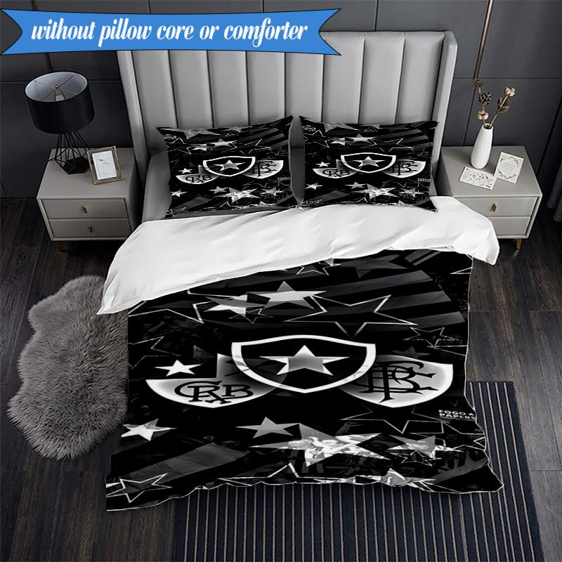 3PCS Botafogo De Futebol E Regatas Printed Soft Bedding Set,Including 1pc Duvet Cover And 2pcs Pillowcases Perfect for Bedroom, Dormitory, Fan Gift