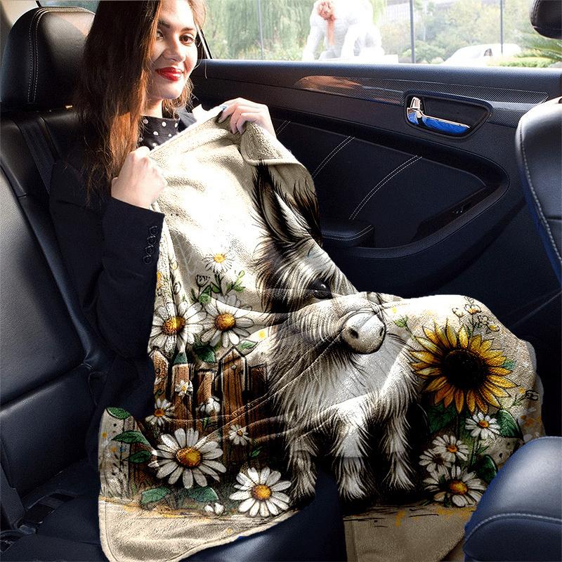 1pc Sunflower Printing Lightweight Flannel Blanket, Comfortable and Warm Blanket, for Camping Sofa Bed and Couch Office, in All Seasons