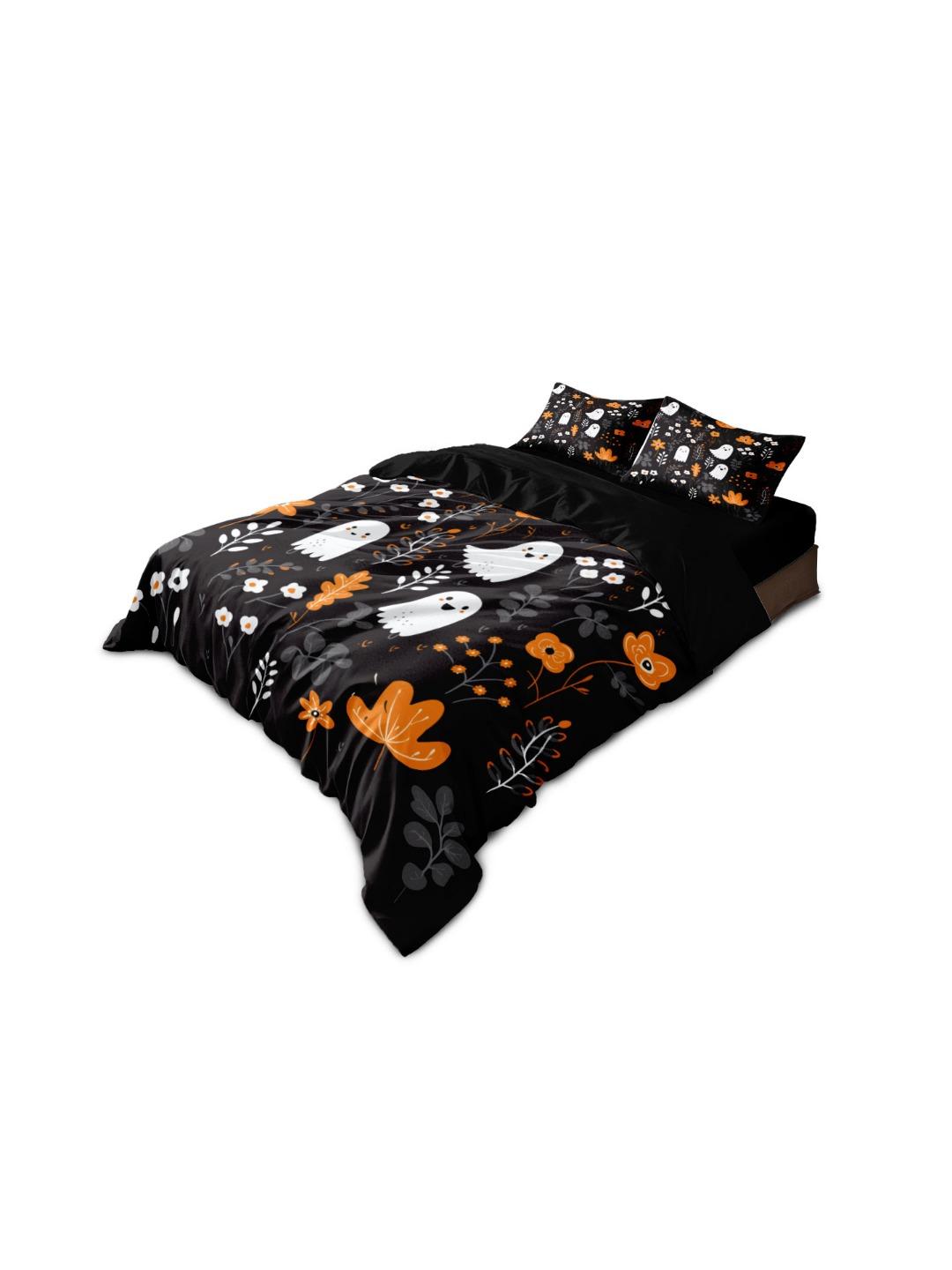 

3pcs Halloween Cute Ghost Flower Print Coreless Quilt Set Multi Size Bedrooms Dormitory Soft and Comfortable Machine Washable 135x200cm-EU-Single&set