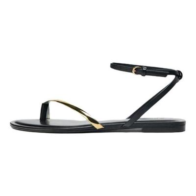 Pu Vintage Open Toe Detail Flat Sandals Women Sandals Black 1620610800