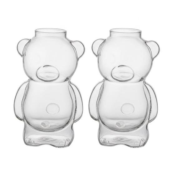 Bear Shaped Glass Cup 320ml Cute Teddy Bear Wine Glass Unique Champagne Tumbler Juice Drinking Glassware Birthday Gift