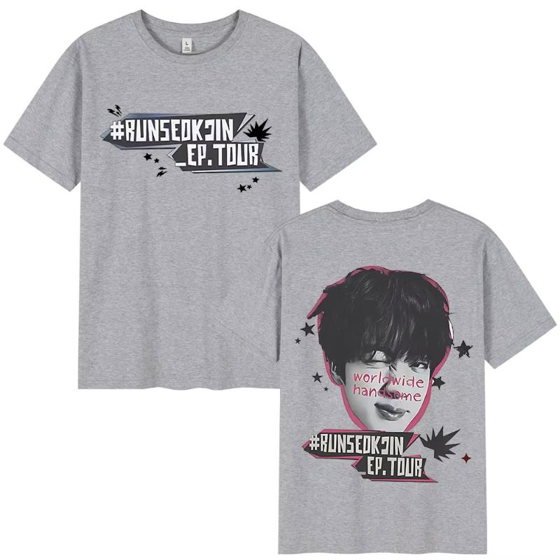 Jin Runseokjin EP Tour 2025 T-shirts Kpop Koreansk Sångare Kortärmad T-shirt Herr Dam Kläder Bomull Casual T-shirts Streetwear