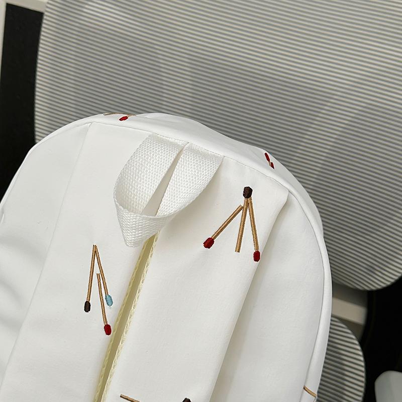 Matchstick Print Backpack for Women and Girls Fashion School Travel Daypack with Tassel Detail