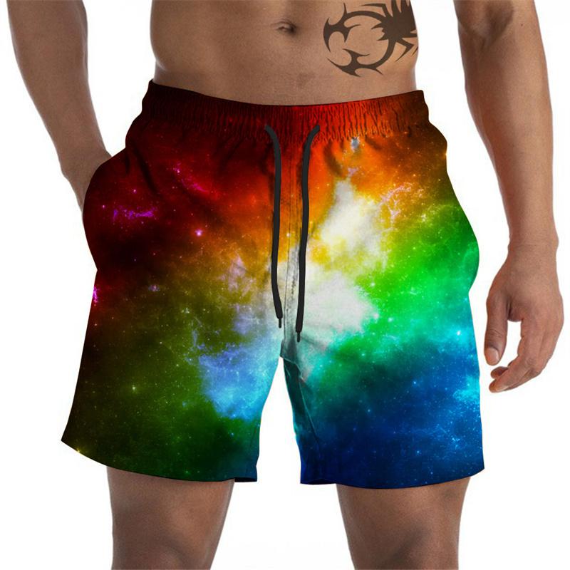 Artistic Pigments Graphic Beach Shorts For Men Colorful Printed Board Shorts Summer Short Pants Loose Swim Trunks