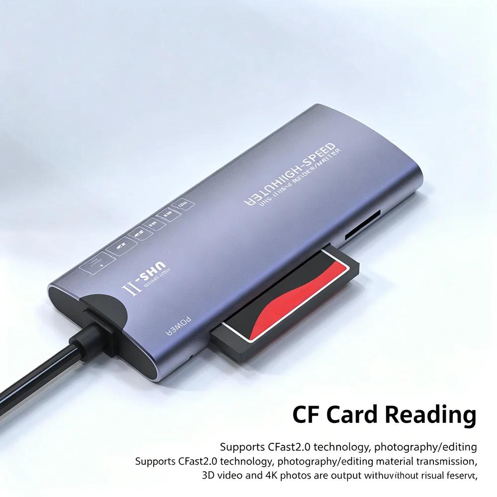 6v1 USB HUB Type-C HUB Multifunkční čtečka karet Dokovací stanice SD/TF/XD/CF/MS/M2 Adaptér pro paměťové karty pro fotoaparát