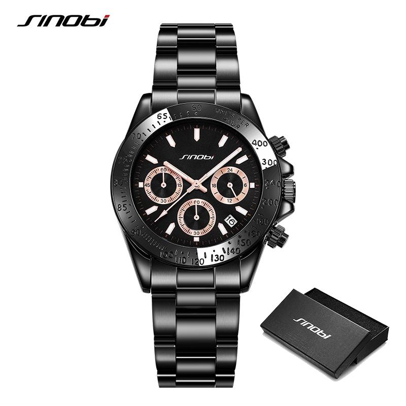 SINOBI Top Luxus Herrenuhren Fashion Style Herren Quarz Armbanduhren Chronograph Goldene Herrenuhr Männlich Beste Geschenke