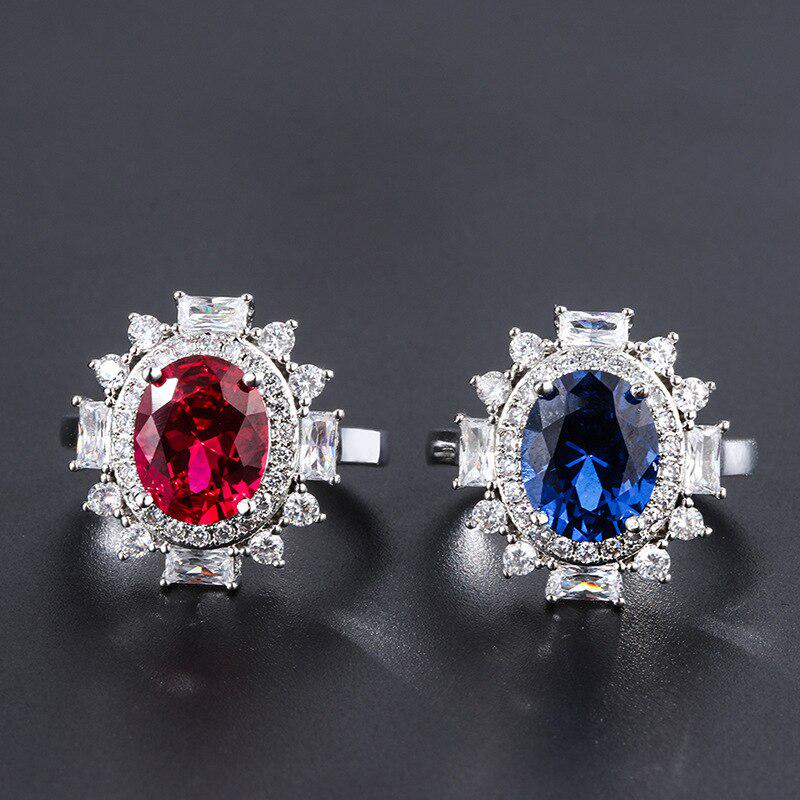Lindon Gorgeous Design Silvering  Jewelry Gemstones Oval    Ring for Women Size6-9 Delicate Female Party Fine Jewelry