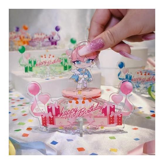 Oshisuta Mini All 8 Colors Acrylic Stand Figure Shrine Birthday Stage Oshikatsu Plate x2 2way 3way Acrylic Easy Assembly (Cyan Blue)