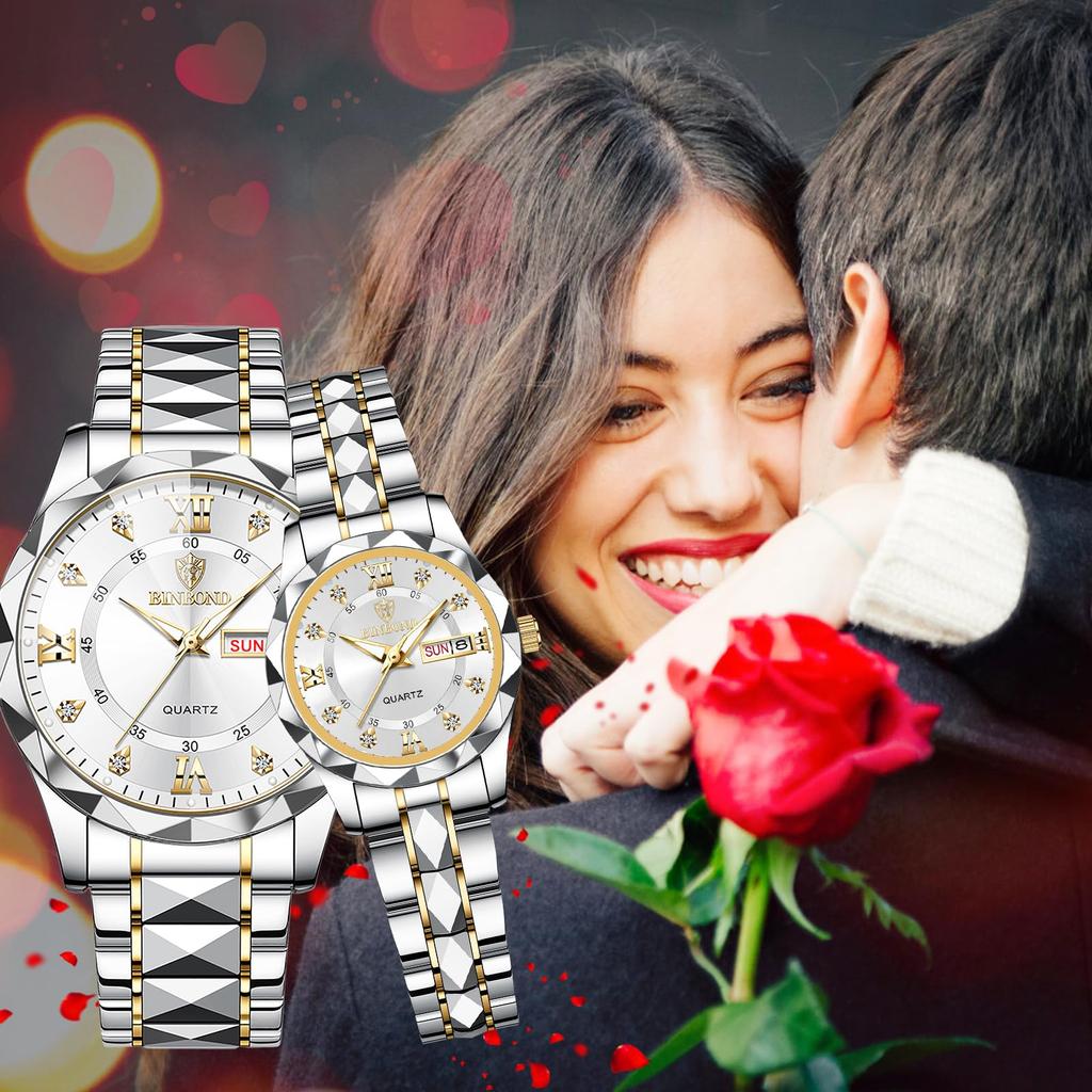 Waterproof and Rainproof Wristwatch with Luminous Round Stainless Calendar White Large and Perfect for Business or Formal A Perfect Gift for and New