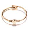 Stylish Women's Bracelet: Stainless Steel Peach Heart with Braided Cable and European-American 26 Letters Design