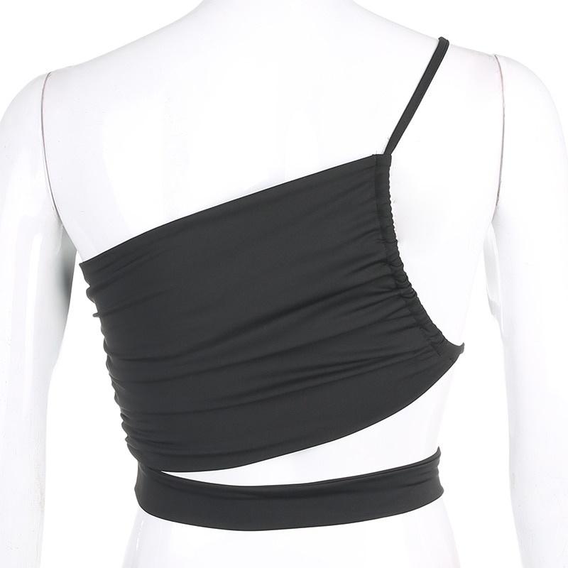 Hollow Out Sexy Crop Top Women One Shoulder Summer Casual Sexy Tops