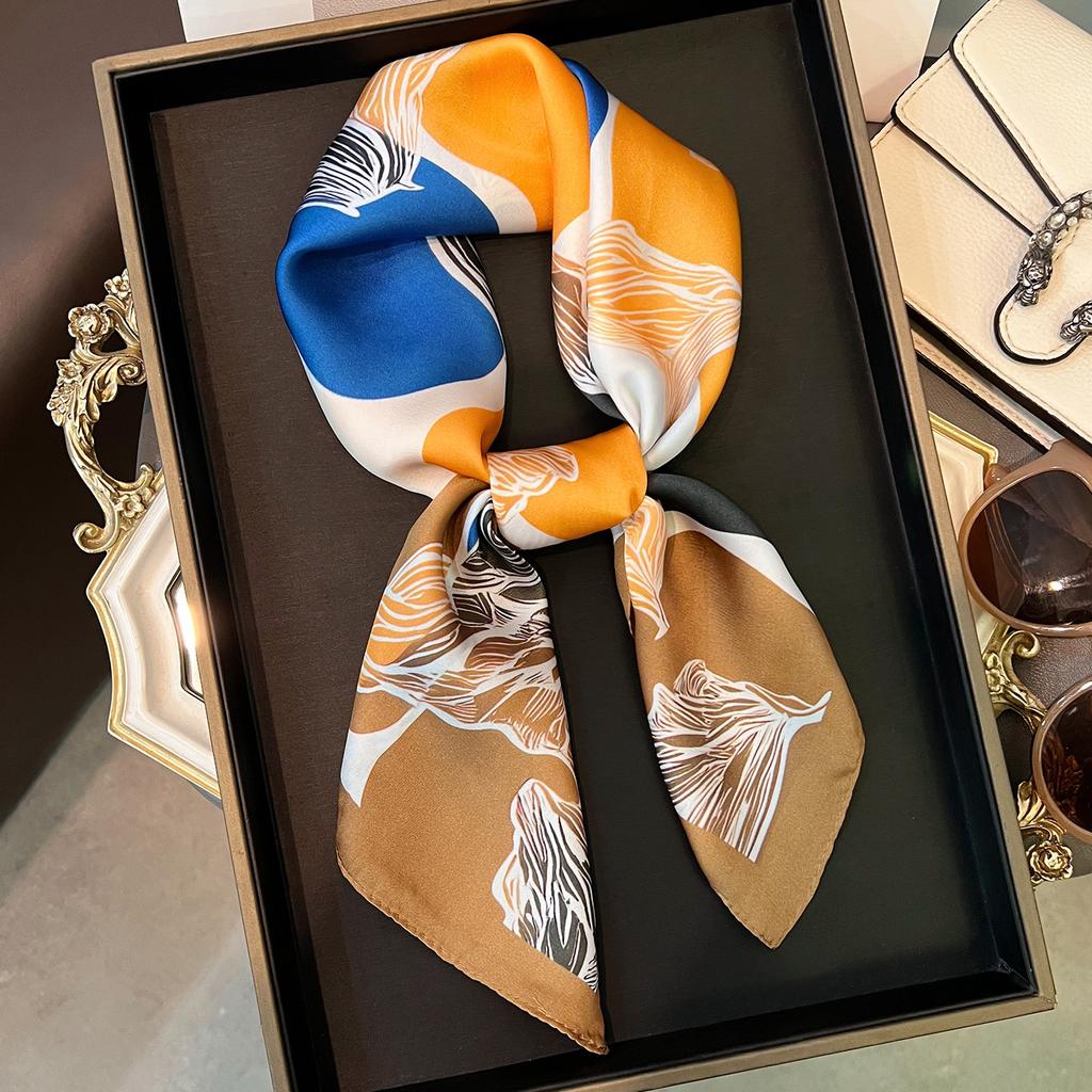 Korean Style Fashion Thin Silk Like Square Scarf For Women Summer Versatile Decorative Neckerchief