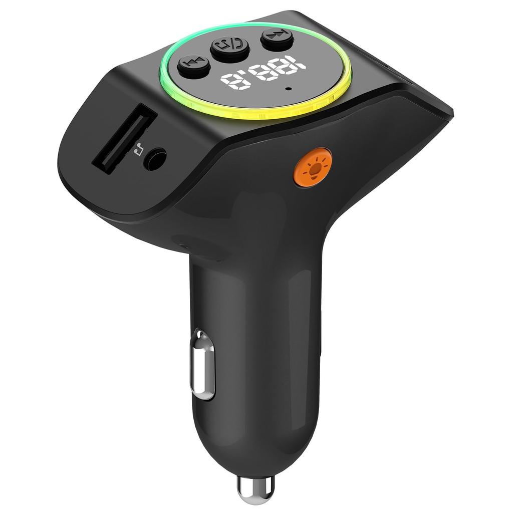 QISI FM Transmitter, Bluetooth 5.3, Max 45 W, Fast Charging, Car Charger, USB Memory,