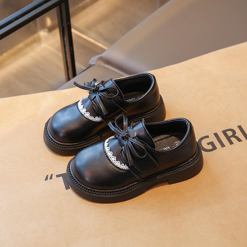Kids Black Lace Bow Loafers 23 чёрный