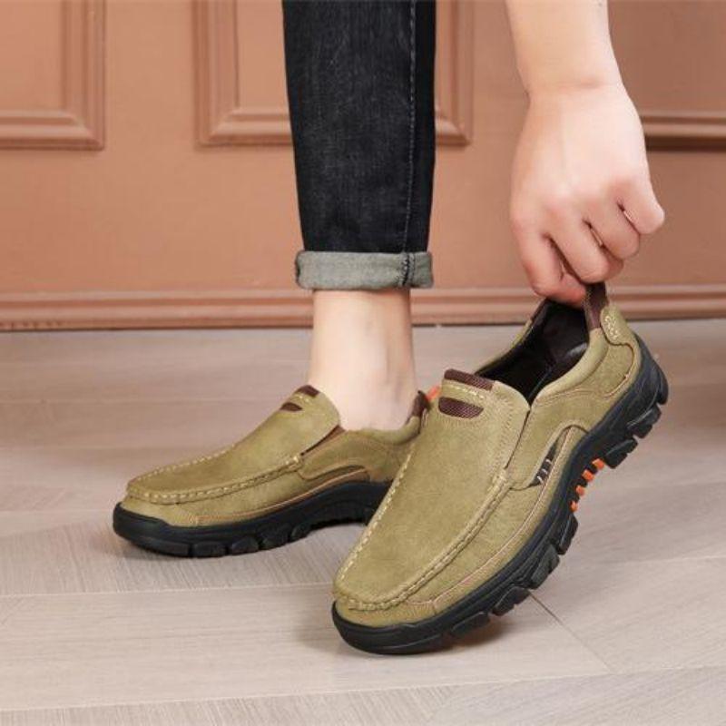 

Модная кожаная мужская повседневная обувь слипоны Роскошный бренд 2024 новинка Мужские лоферы мокасины Дышащая модная Черная обувь для вождения для мужчин 48 хаки