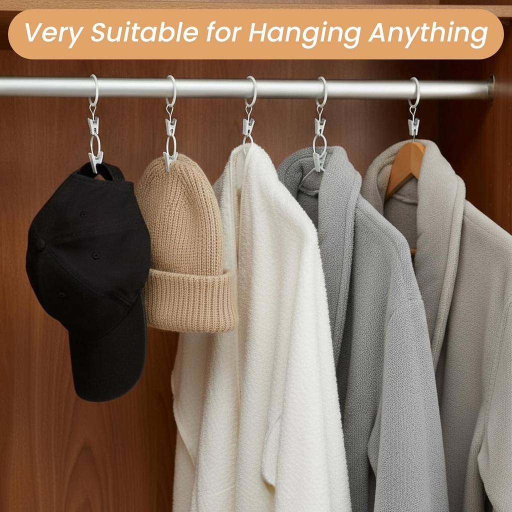 Yolev 15pcs White Curtain Rings with Clips Metal Drapery Rings with Clips 1.26 Interior Diameter Curtain Rod Ring for Hanging Drapery Drapes Fit Up